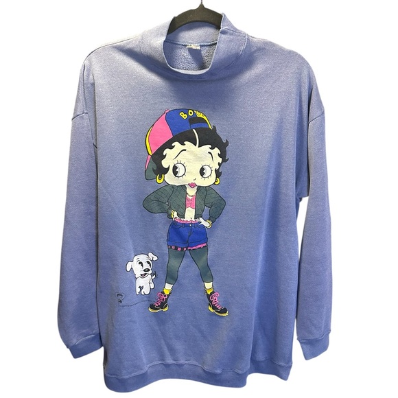 Sweaters - ⭐️ 282. Betty Boop Vintage Blue One Size Crewneck Sweatshirt Made 1993 90’s